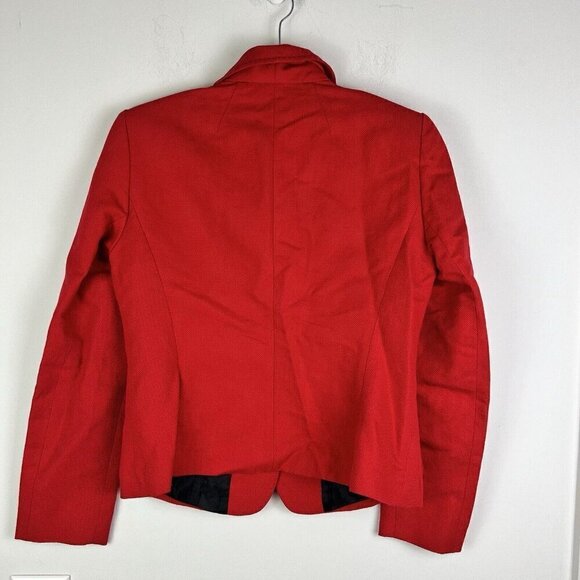 Lafayette 148 Red Cotton Linen Button Up Single Breasted Blazer Jacket Size 4 - Picture 7 of 10
